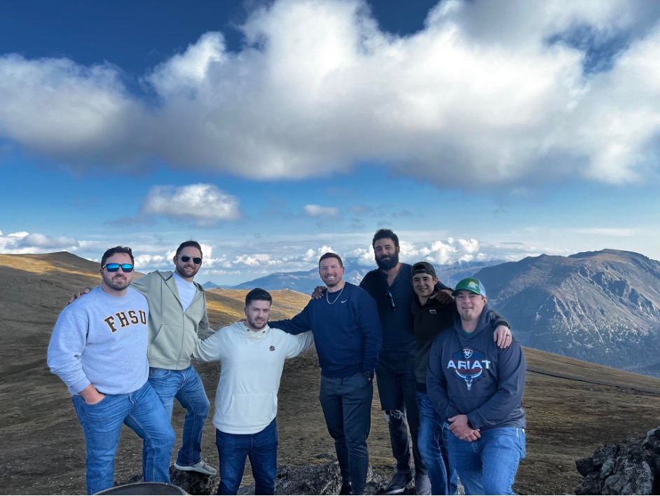 Hannah Page hiking with a group of friends